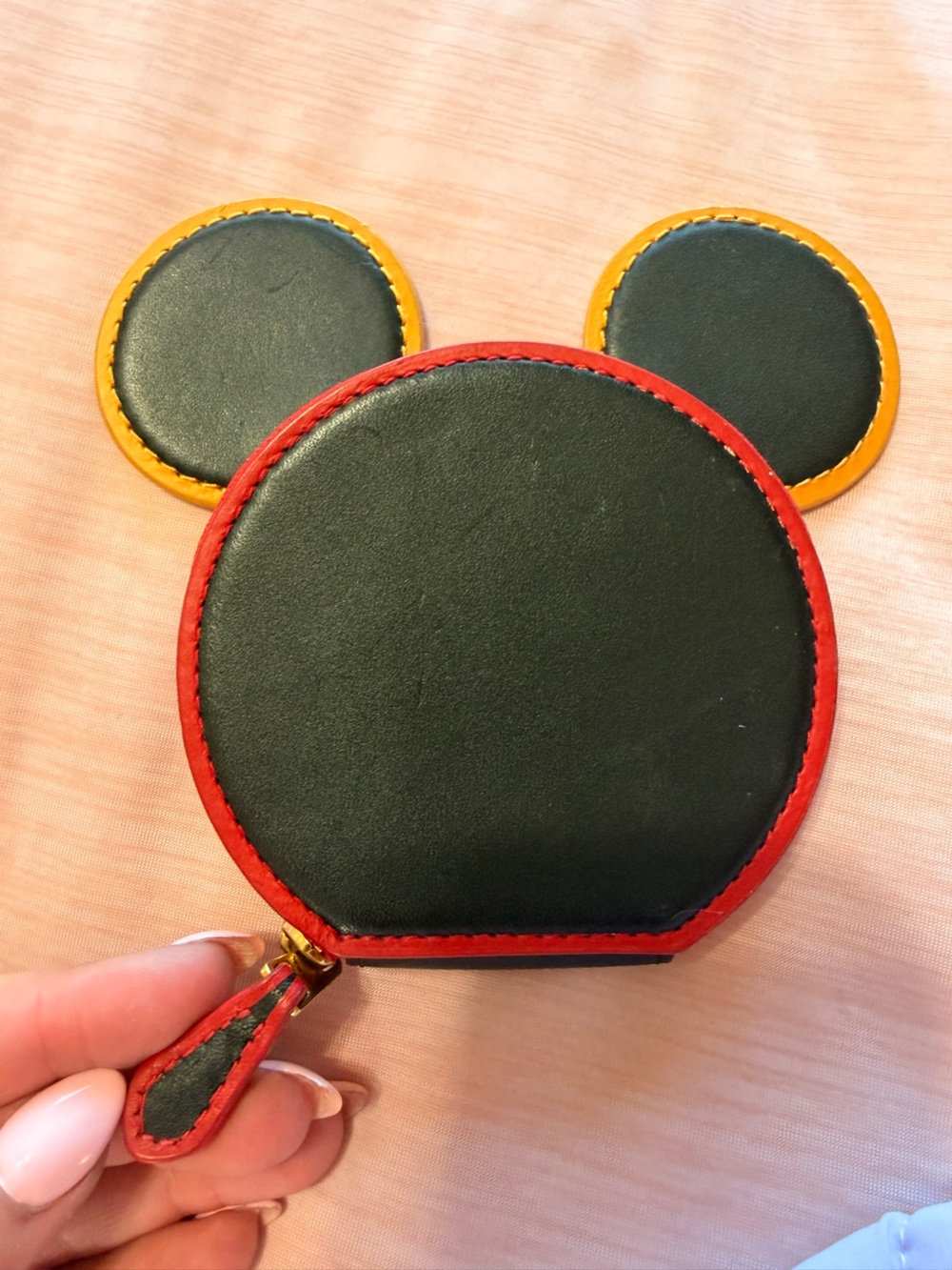 Coach Mini Coin Pouch in Dark Green with Red and Yellow Trim